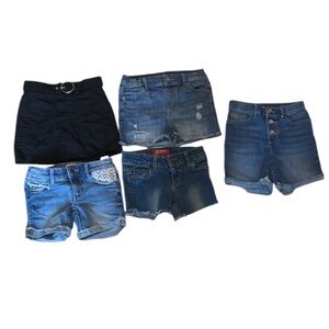 Girls Bundle of 7/8 Denim and Black Shorts Collection Skort Shorts